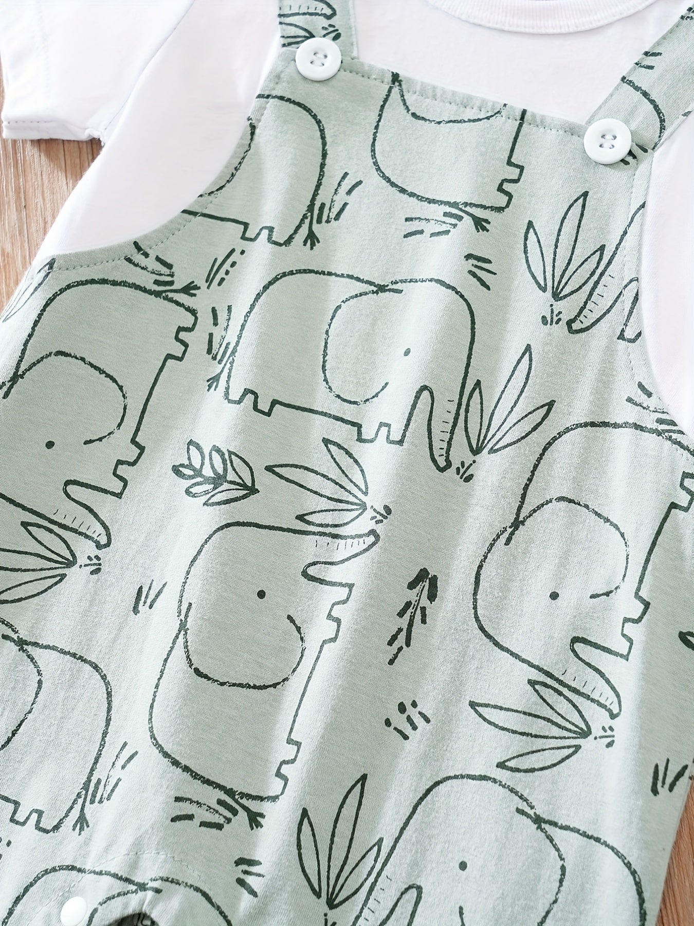 Baby Boy's Cute Elephant Print Short Sleeve Romper, Newborn's Clothes