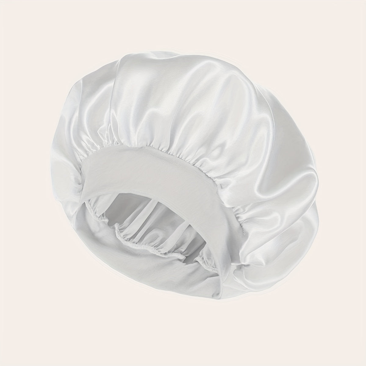 2023 New Women'S Fashion Hair Bonnet - Wide Brim Elastic Sleep Cap for Curly Straight Hair, Pink Fluffy Polyester Bath Hat with Ruffled Edges, Oil-Free Dry Hair Cover for Sleep & Relaxation, Hair Bonnet for Sleeping, Comforta