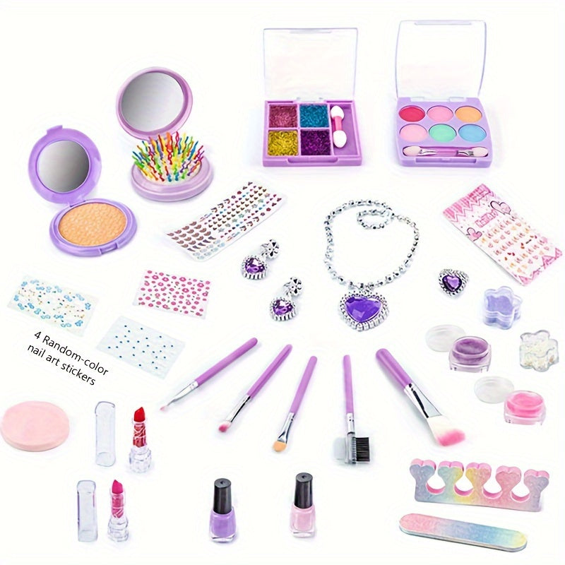 Makeup Kit for Kids with Stylish Cosmetic Makeup Bag - Real, Non Toxic, Washable Make Up Kit - Birthday, Easter, Mothers' Day, Girls' Day, Christmas Gifts for Girls Women Makeup Vanity