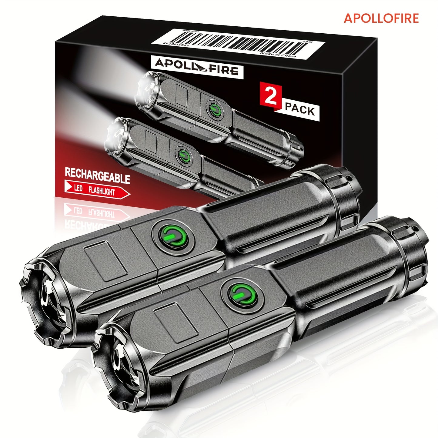IPX4 Water Resistant, APOLLOFIRE Flashlight with Zoom & Focusable Beam - Portable, - Zooming Torch Suitable for Camping, Emergencies, Use - Compact & Powerful Flashlight
