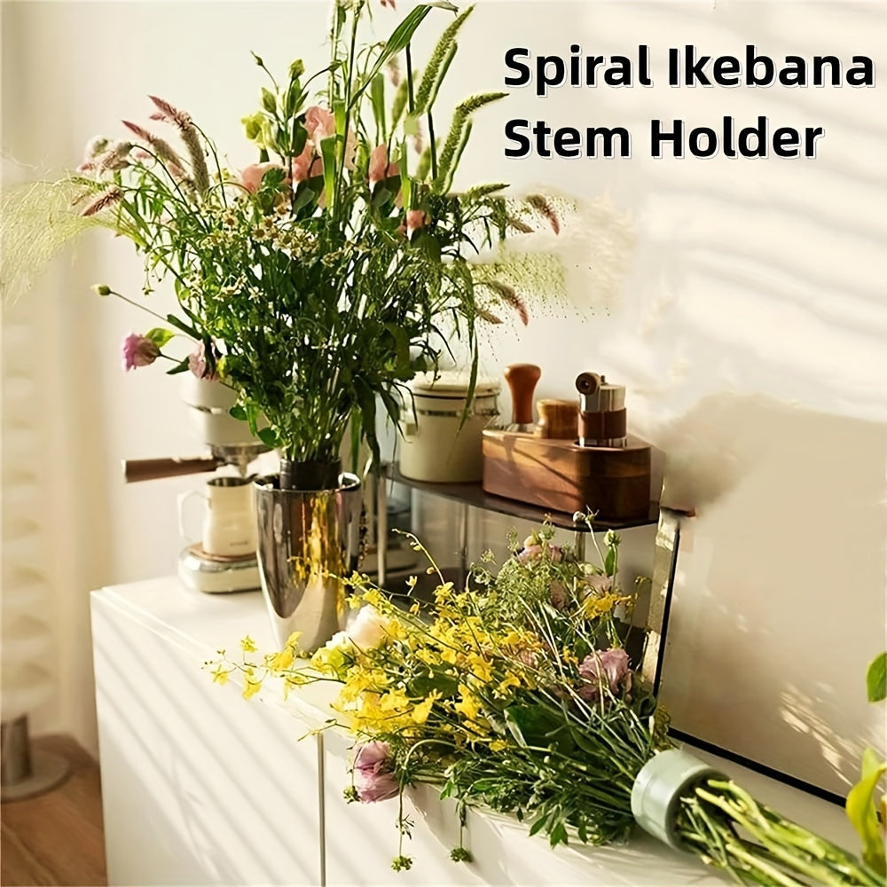2pcs (L+S) Transparent Flower Arranger Spiral Ikebana Stem Holde Spiral Flower Arrangement Stem Holder