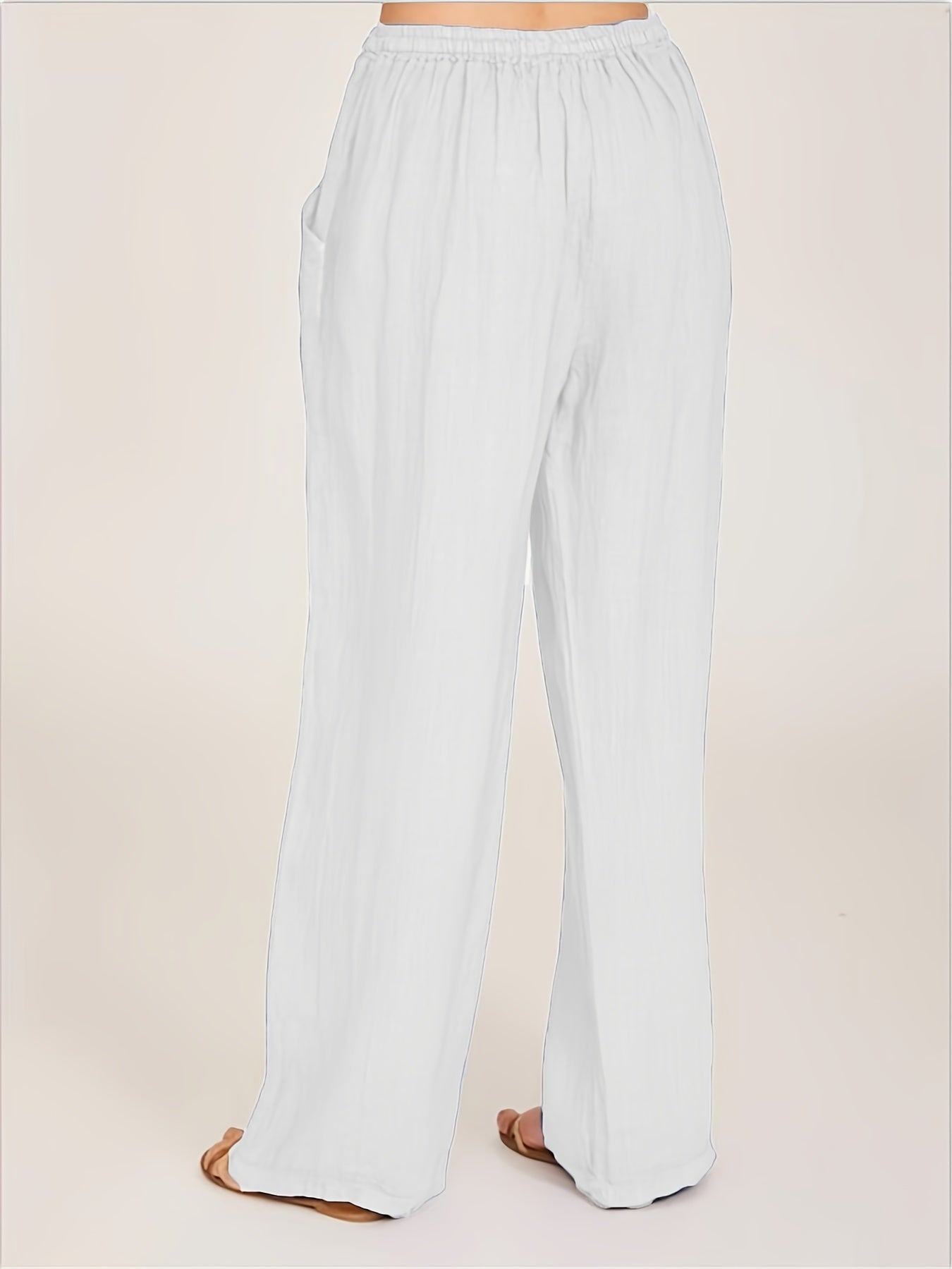 Drawstring Wide Leg Pants, Solid Loose Palazzo Pants, Casual Every Day Pants, Women's Clothing