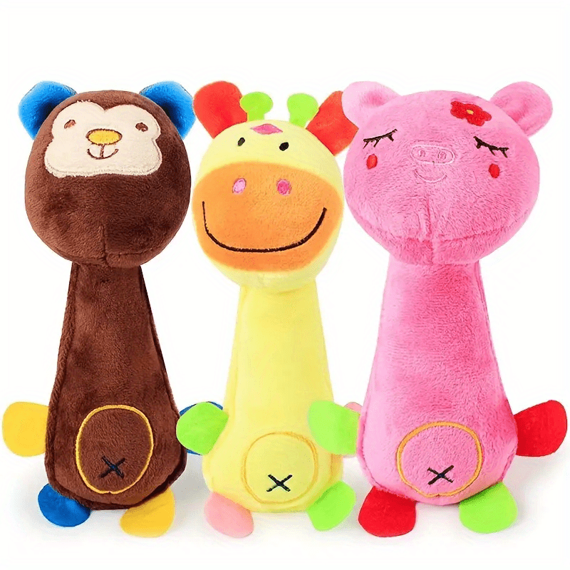 1pc Durable Squeaky Plush Toy for Dogs - Perfect for Grinding Teeth and Interactive Play with Animal Design