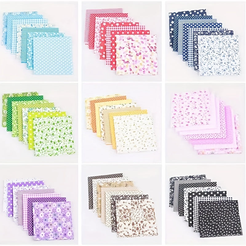 56pcs Patchwork Cloth Set, Flower Cloth, Cotton Blend Cloth, For DIY Sewing Scrapbooking Quilting Craft Patchwork 10cm*10cm/25cm*25cm