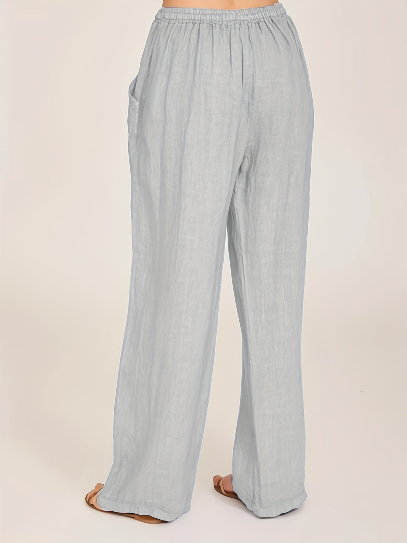 Drawstring Wide Leg Pants, Solid Loose Palazzo Pants, Casual Every Day Pants, Women's Clothing
