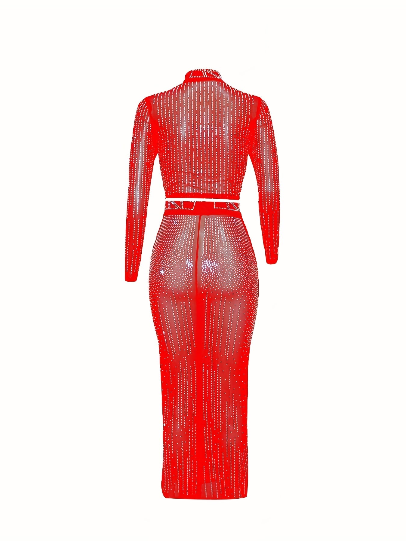Party Dress Elegant Sexy Rhinestone Skirt Suit Women