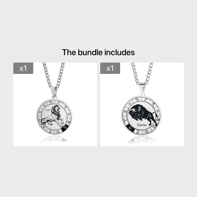 Stainless Steel Star Zodiac Necklace 12 Constellation Coin Pendant Necklace For Men Jewelry Gift For Birthday Anniversary