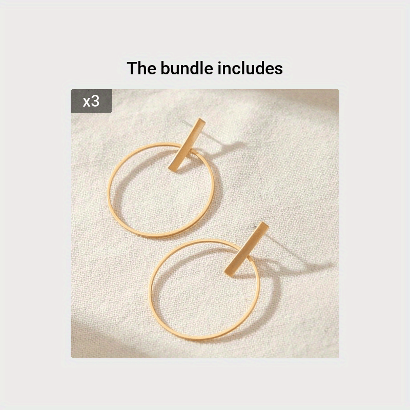 Plated Geometric Circle Drop Earrings Simple Style Jewelry For Women
