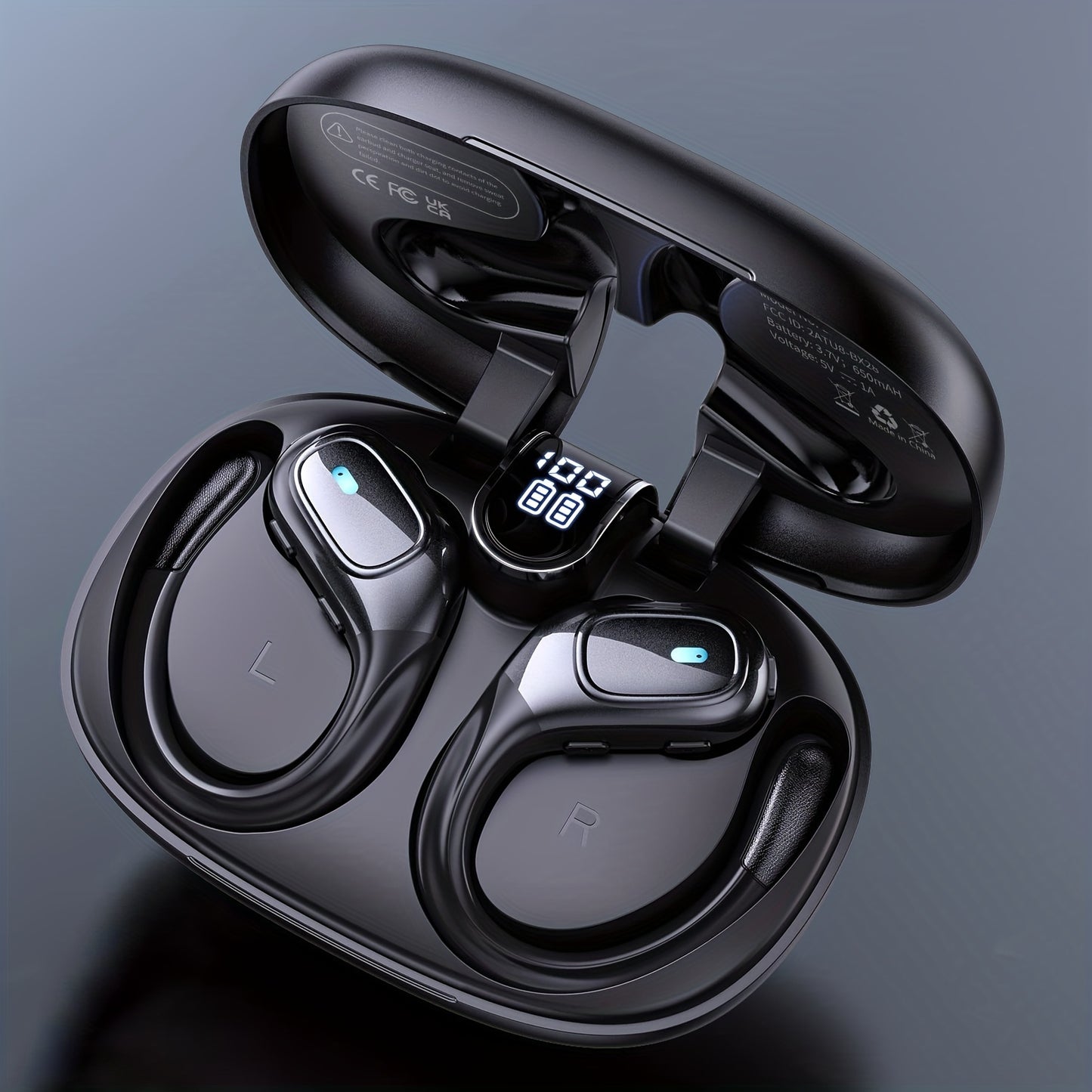 New Wireless Earphones, LIFEBEE Wireless Earbuds for Running Sports Stereo Audio LED Display, ENC Noise Cancelling Headset Built-in Mic Over-Ear Headphones Earphones with Earhooks, Sports Headphones, Workout Earbuds, Lightwei