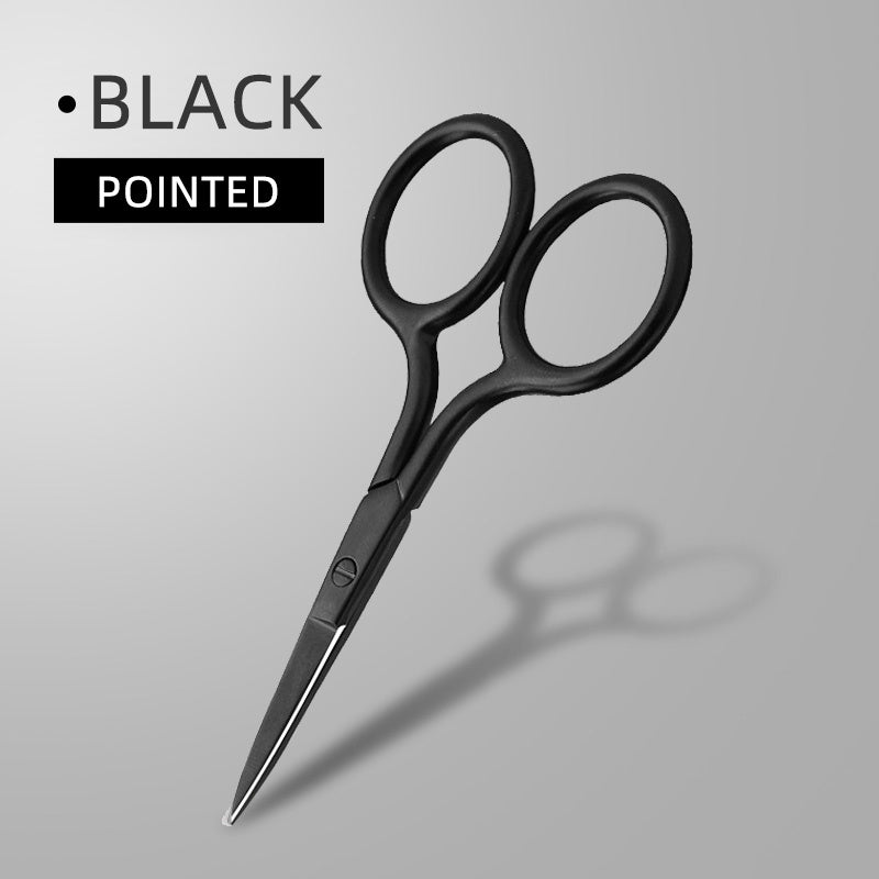 Stainless Steel Pointed Tip Scissors - A Pair Of Black Fish Line With Rose Golden Handles - Ideal For Trimming Eyebrows, Eyelashes, Embroidery, And Various Beauty Tasks