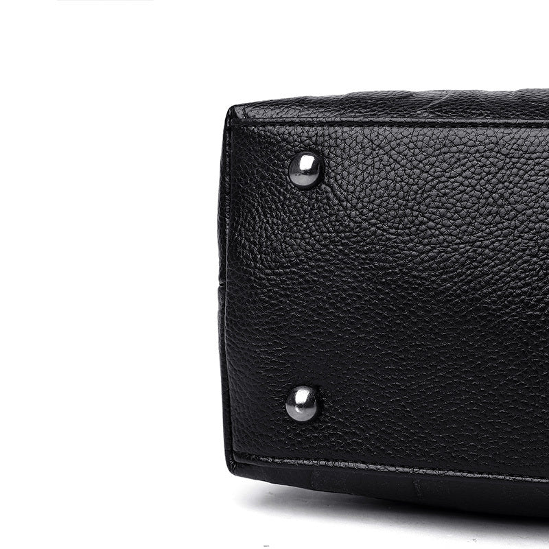 Chic Solid Color Letter-Embossed Handbag – Versatile, Foldable, Secure Zip & Removable Strap, Polyester-Lined for Daily Elegance (8.4x8.6x3.5) Inch