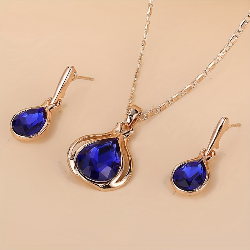 2pcs Women's Jewelry Set - Simple Style, Zinc Alloy with Artificial Crystal - All Season & Valentine's Day Gift | Daily Wear | Elegant Design