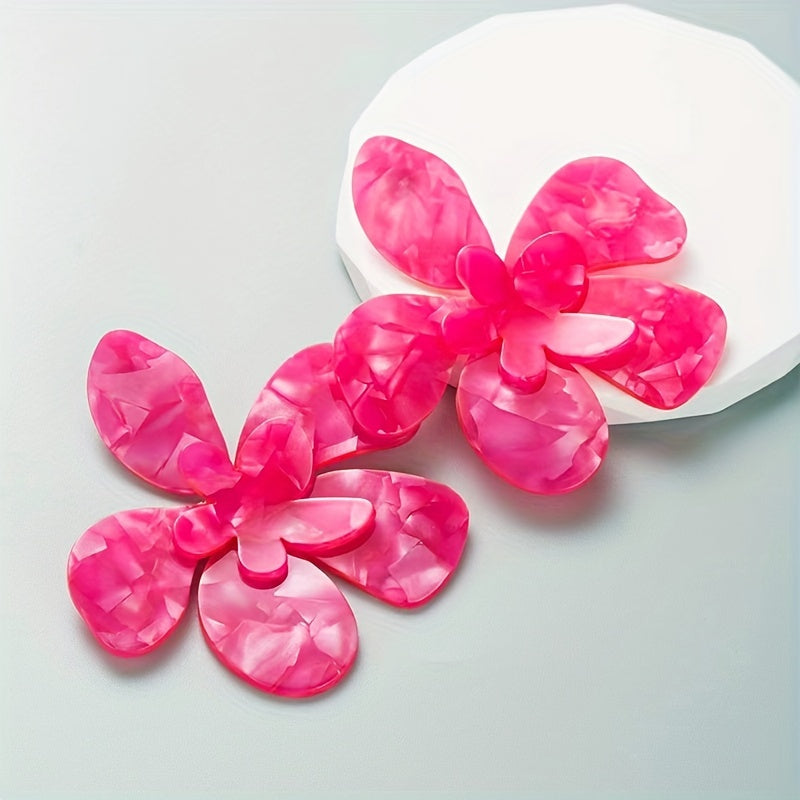 Exaggerated Flower Design Sexy Dangle Earrings Resin Jewelry Trendy Female Gift Showroom Party Statement earrings Accessories