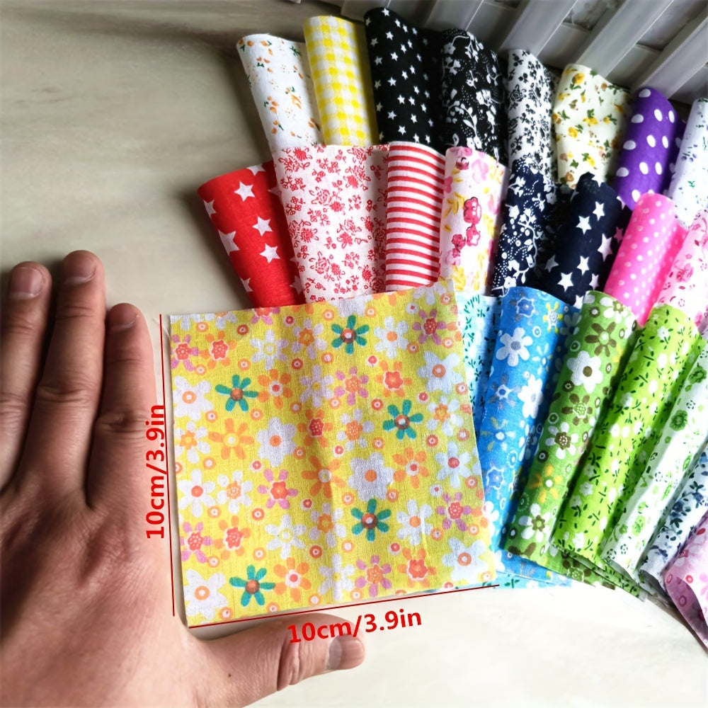 56pcs Patchwork Cloth Set, Flower Cloth, Cotton Blend Cloth, For DIY Sewing Scrapbooking Quilting Craft Patchwork 10cm*10cm/25cm*25cm
