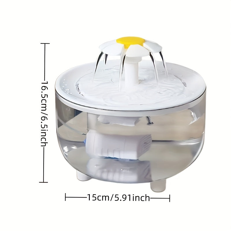 Automatic Flower-Shaped Pet Water Fountain - Large Capacity - Cat & Dog Drinking Fountain with Gravity-Fed System, Low Voltage Safe Operation (Under 36V) for Cats & /Medium Dogs - Plug & Play Water Dispenser, Dog Water Founta