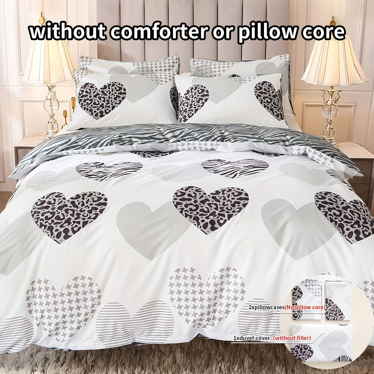 3pcs Multicolor Printed Duvet Cover Set | Polyester, Zipper Closure, Machine Washable, All-season Use