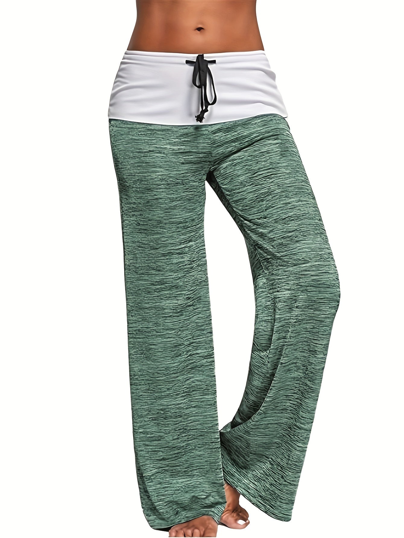 Wide Leg Elastic Yoga Pants, Loose Casual Drawstring Pants, Women's Clothing