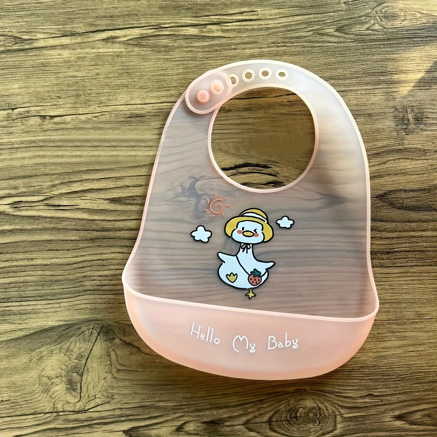 1pc Silicone Baby Bib - Lightweight, Snap Closure, Cute Designs for Boys & Girls, Perfect for Feeding Time, Durable & Easy to Clean, Feeding Accessorie