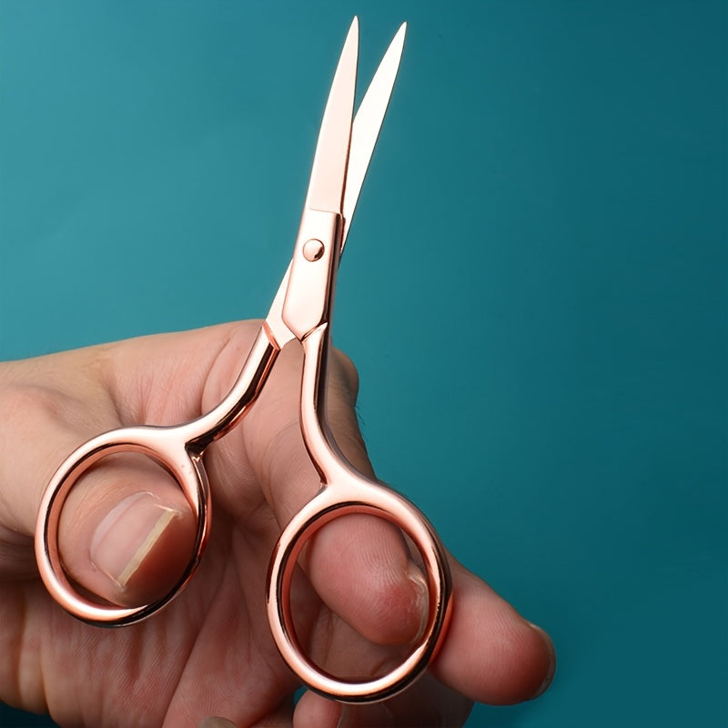 Stainless Steel Pointed Tip Scissors - A Pair Of Black Fish Line With Rose Golden Handles - Ideal For Trimming Eyebrows, Eyelashes, Embroidery, And Various Beauty Tasks