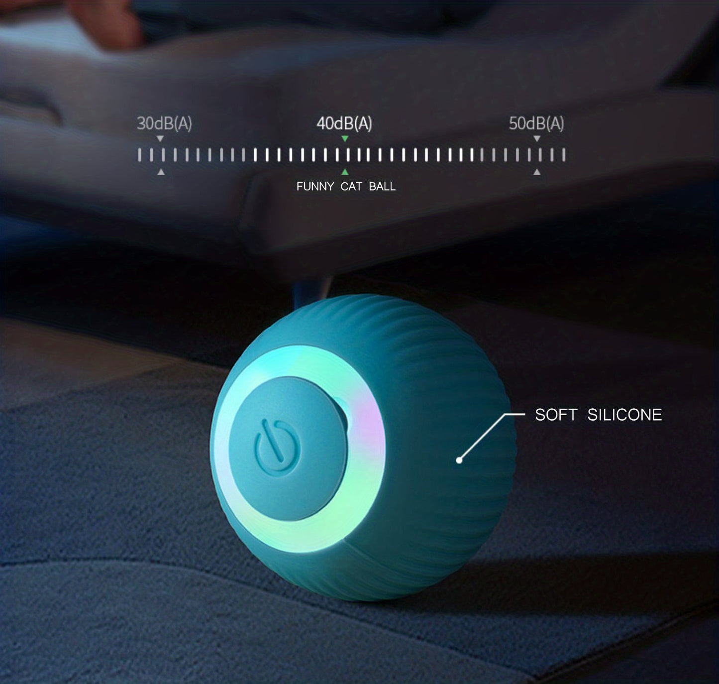 MIAOQUANJI Automatic Rolling Ball Toy for Cats - USB Rechargeable Interactive Play Ball with Motion-Activated Glow-in-the-Dark Feature, Durable Silicone, Safe for All Breeds & Sizes, Blue, Cat Ball Toy