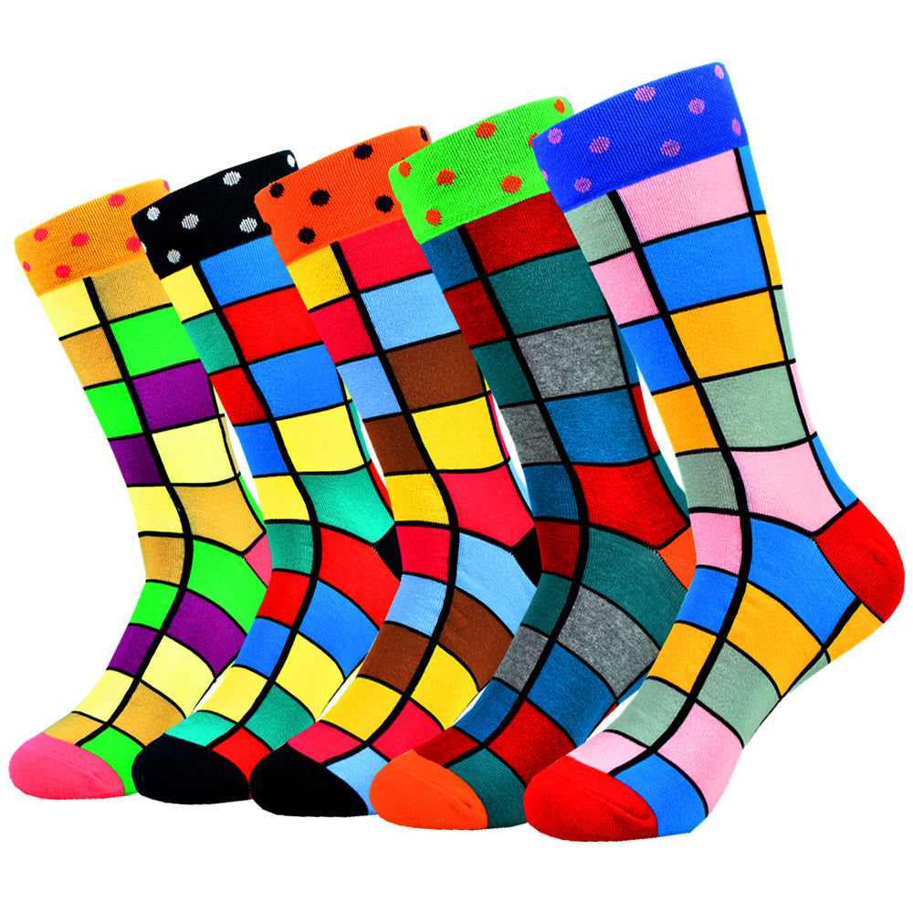 5-Pair Unisex Cool Colorful Novelty Fun Casual Couple Socks, Fun Accessories, Matching Socks, Playful Pattern, Quirky Style, Socks, Comfortable Fit, Fashion Socks, Stylish Footwear, Young Adults, Couples Gift