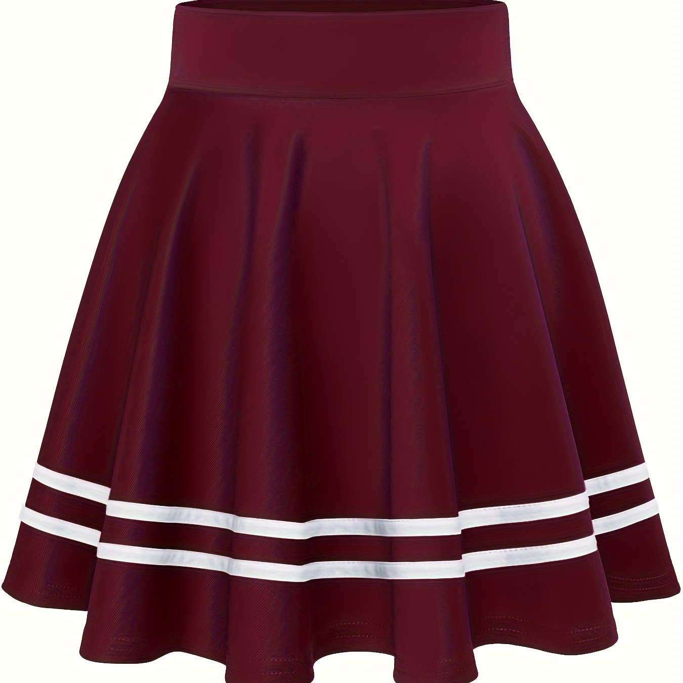 Striped A-Line Skater Skirt, Versatile High Waist Skirt For Spring & Summer, Women's Clothing