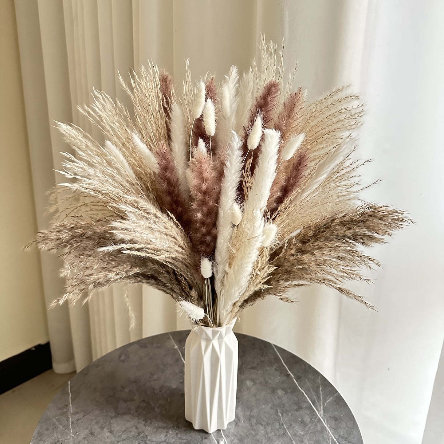 67pcs Dried Pampas Grass, Natural Dried Flower For Wedding Party Shower Living Room Bedroom Farmhouse Office Table Vase