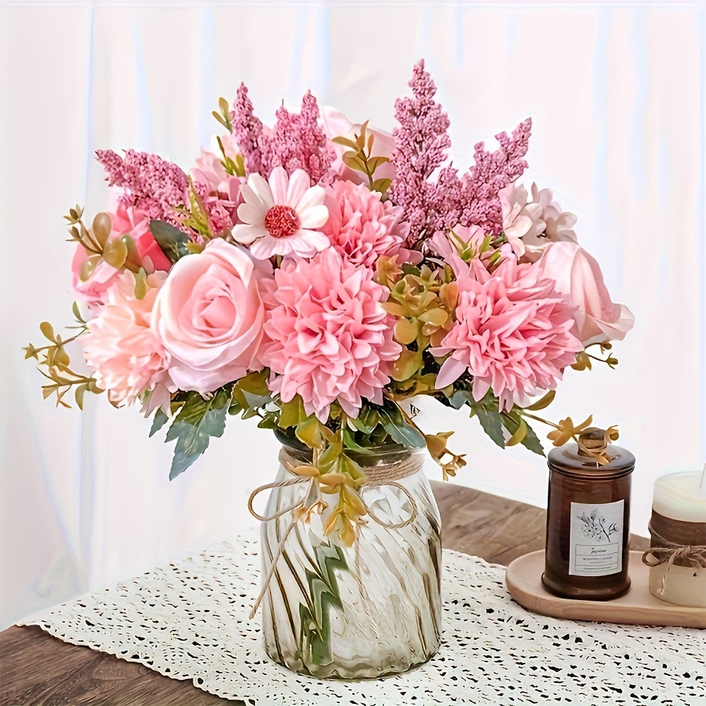2 Bouquets of Vibrant Pink and White Peonies - Real Touch Artificial Flower Arrangement with Roses, Lavender, and Eucalyptus - Perfect for Weddings, Birthdays, Anniversaries, Mother'S Day - Indoor/Outdoor Decor, Holiday Celeb
