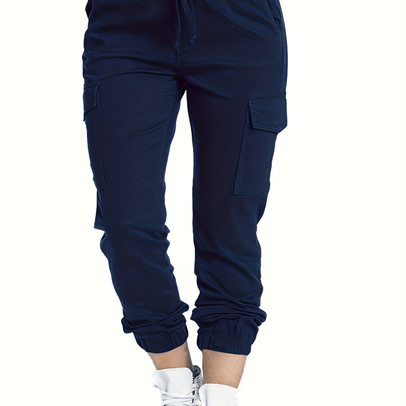 Y2K Chic Drawstring Cargo Pants - Stretchy Elastic Waist, Long Length, Multiple Pockets, Casual Comfortable Women's Clothing for Everyday Wear