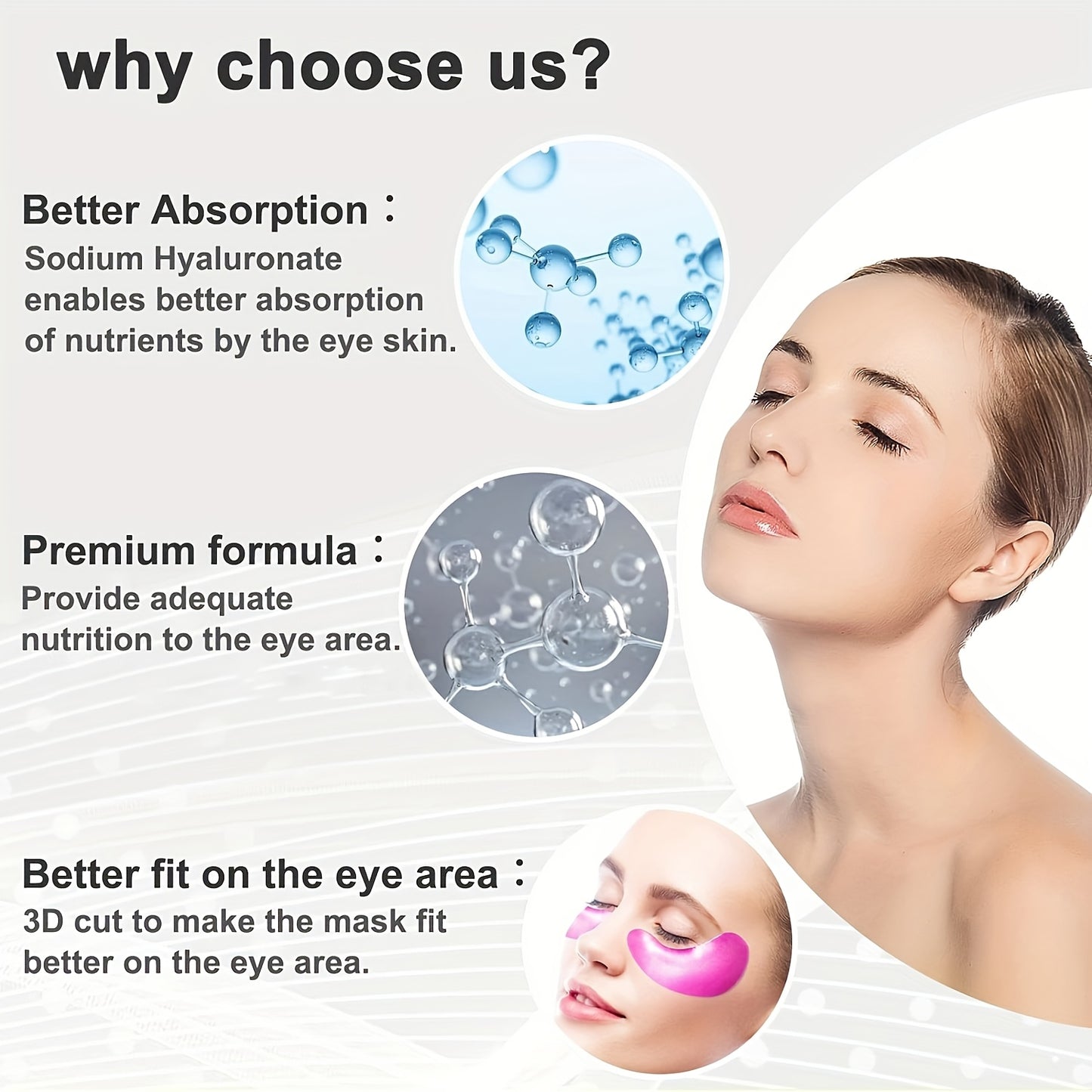 Hydrating Pink Under Eye Mask Hydrogel Moisturizing Under Eye Patches for Women And Men
