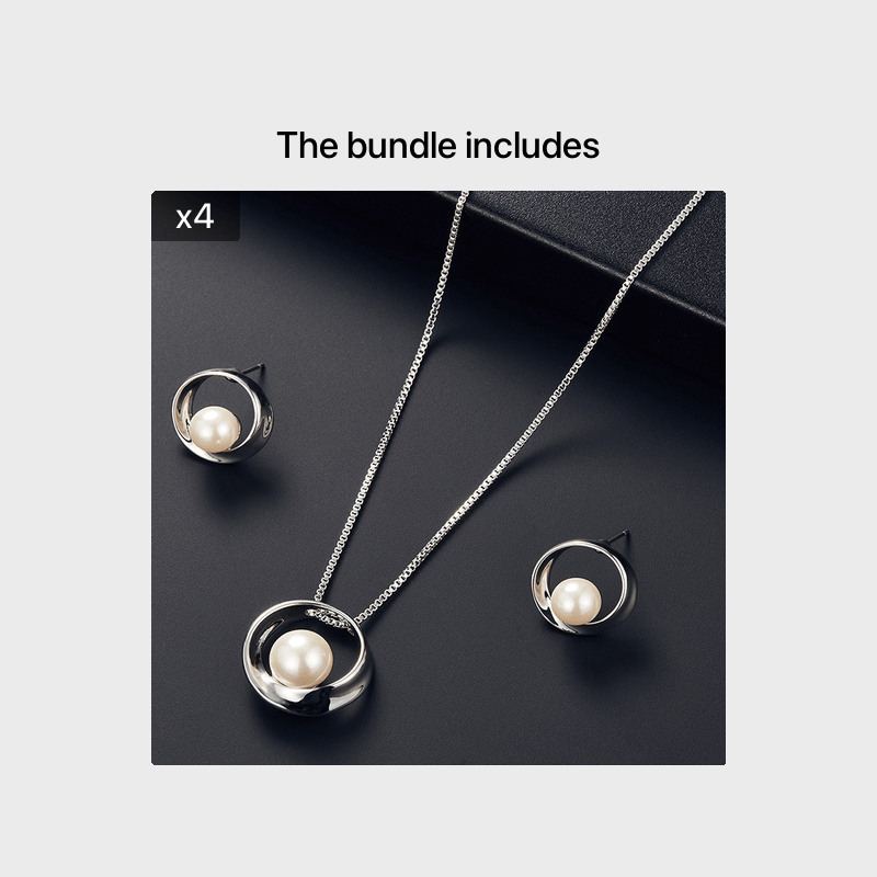 Fashion Simple Faux Pearl Necklace Pendant Round Earrings Jewelry Set Men Women Gifts