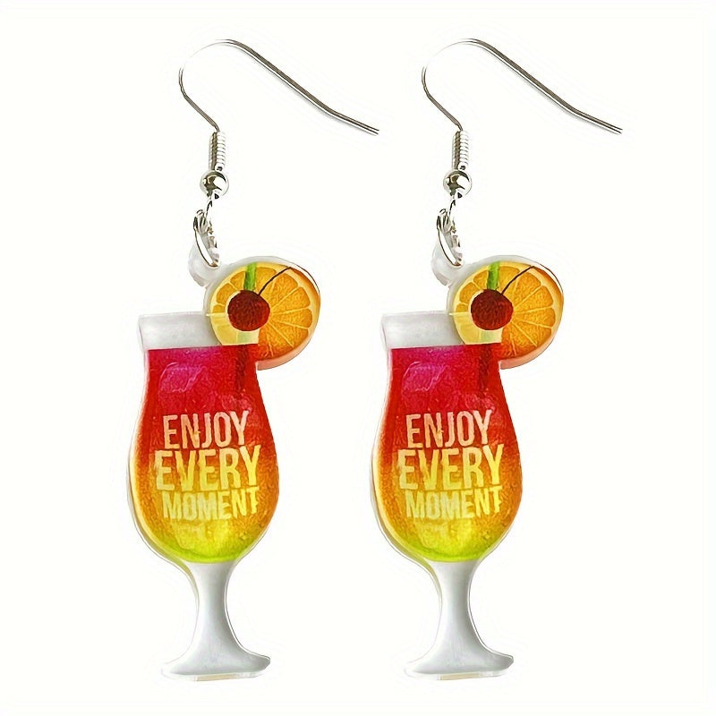 Bohemian Vacation Style Coconut Flower Cold Drinking Dangle Earrings Plastic Jewelry Summer Beach Party Earrings