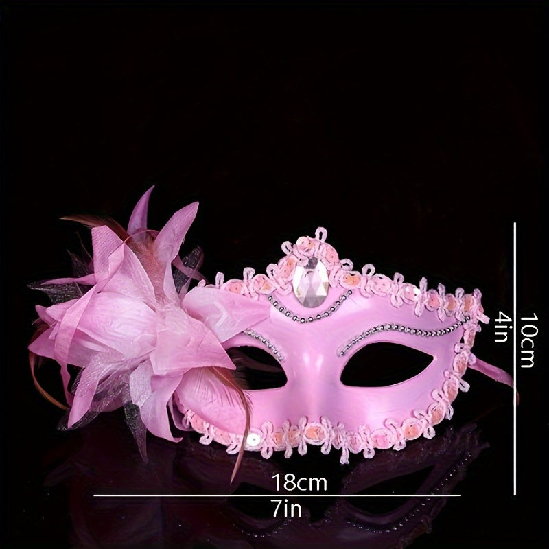 1pc Elegant Lily Flower Rhinestone Mask, Party Dress-Up Mask, Social Gathering Props