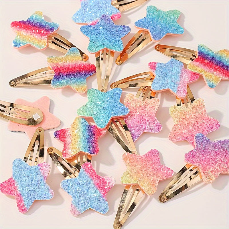 16-Pack Star Love Sequin Children's Bow Hair Clip Cute Girl Ponytail Hairpin BB Clips Baby Hair Accessories