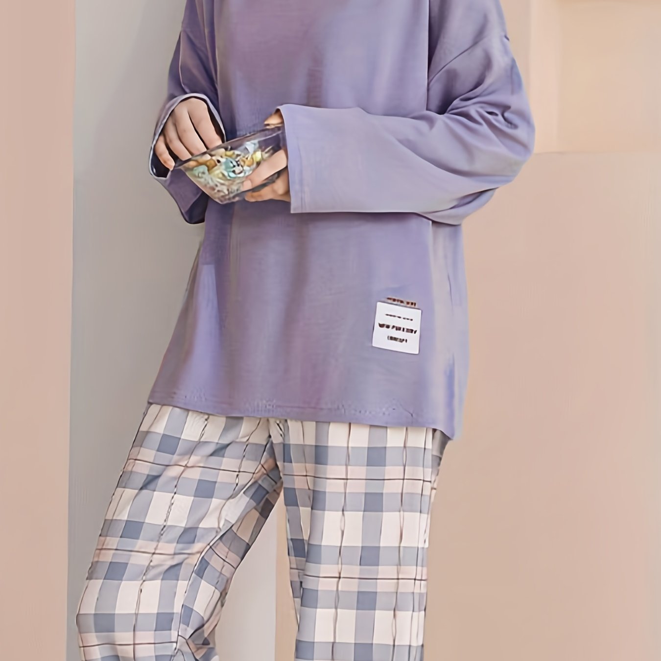 Comfortable Plaid Long Sleeve Pajama Set, Spring and Autumn Casual Home Wear Set, Casual Long Sleeve Pajama Set