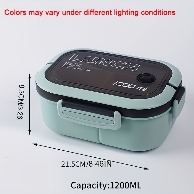 1200ml 2-Layers Sealed Lunch Box Fruits Student Office Worker Microwavable Bento Box with Fork Spoon( Without Chopsticks),back to school