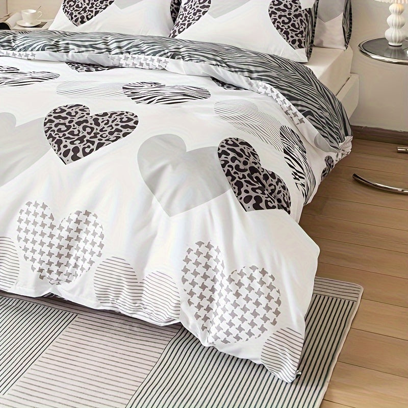 3pcs Multicolor Printed Duvet Cover Set | Polyester, Zipper Closure, Machine Washable, All-season Use