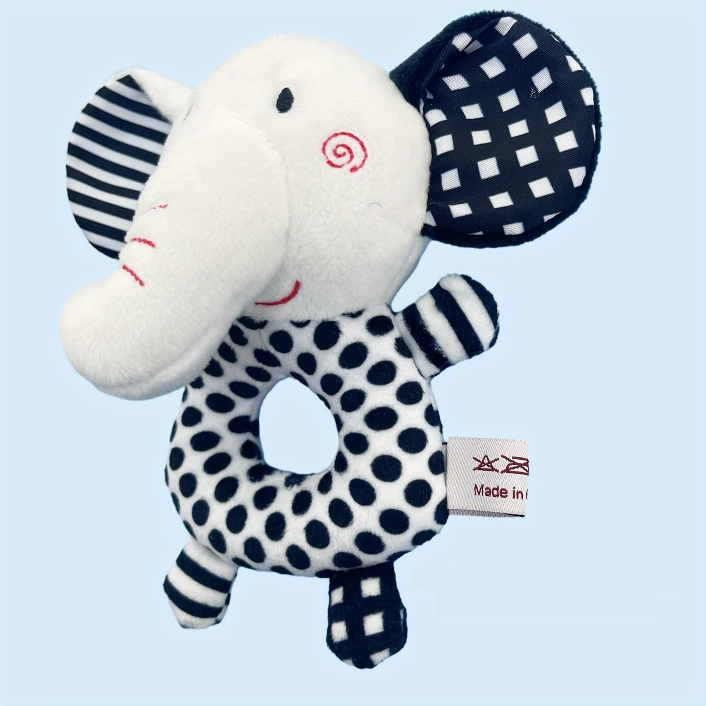 [Gift Ready, Baby Rattle] Black and White Baby Rattle Toy | Soft Texture, Polyester Fiber, Colorful Yarn Ball, Hand Grip Stick, Perfect Gift for Youngsters