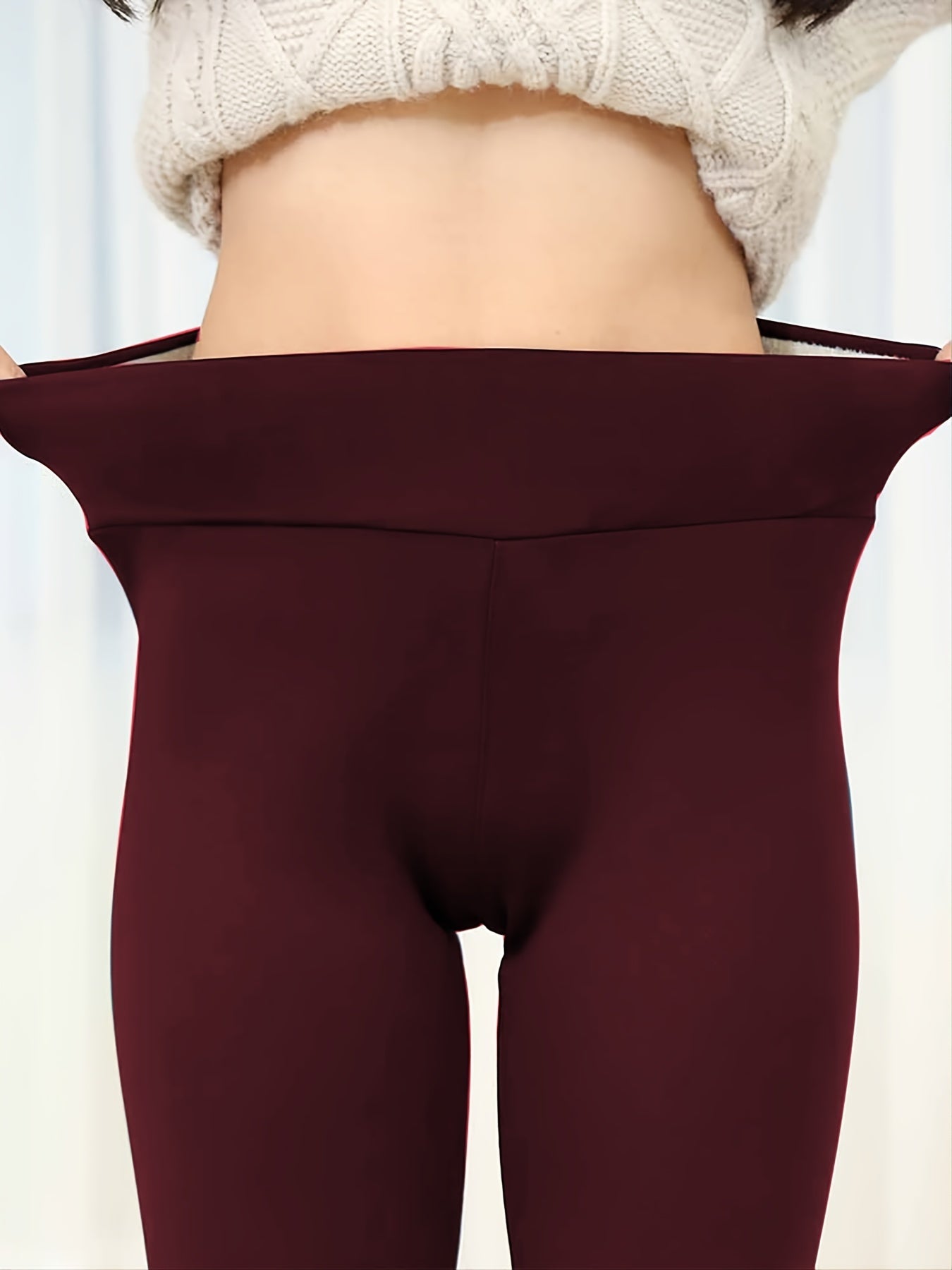 Cozy Fleece-Lined High-Waist Leggings for Women - Stretchy & Warm, Olive Green, Casual Style, Non-See-Through, Solid Color, Perfect for Winter, Machine Washable