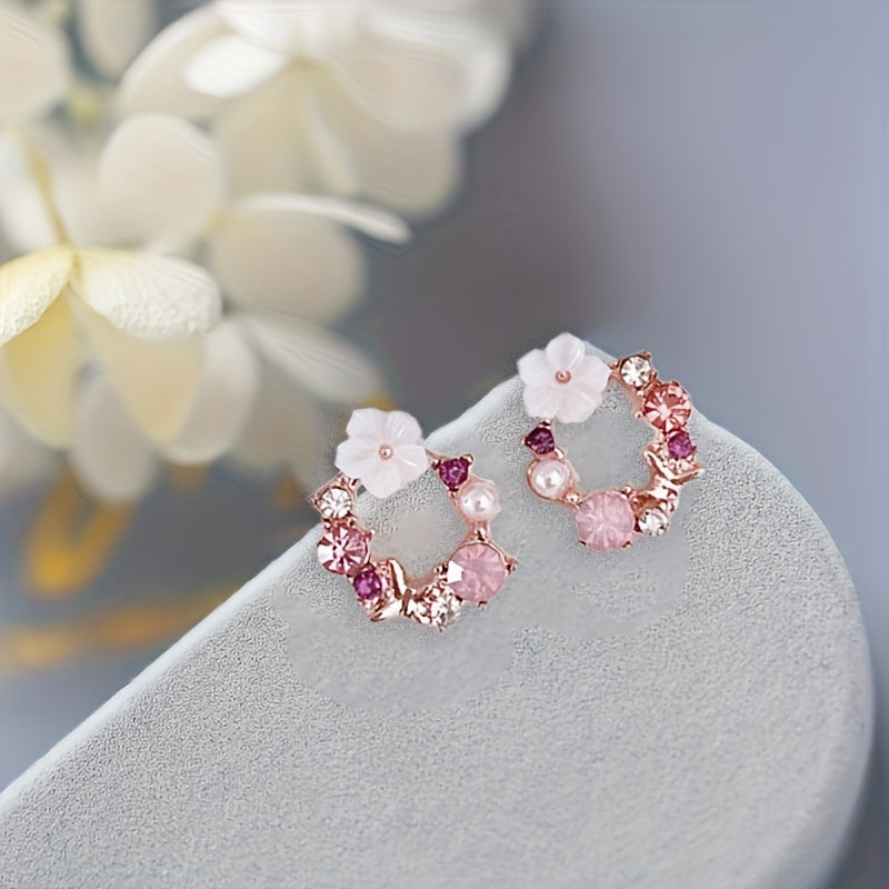 Elegant Faux Pearl & Flower Stud Earrings: Timeless, Allergy-Free, Chic for Every Occasion