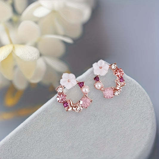 Elegant Faux Pearl & Flower Stud Earrings: Timeless, Allergy-Free, Chic for Every Occasion