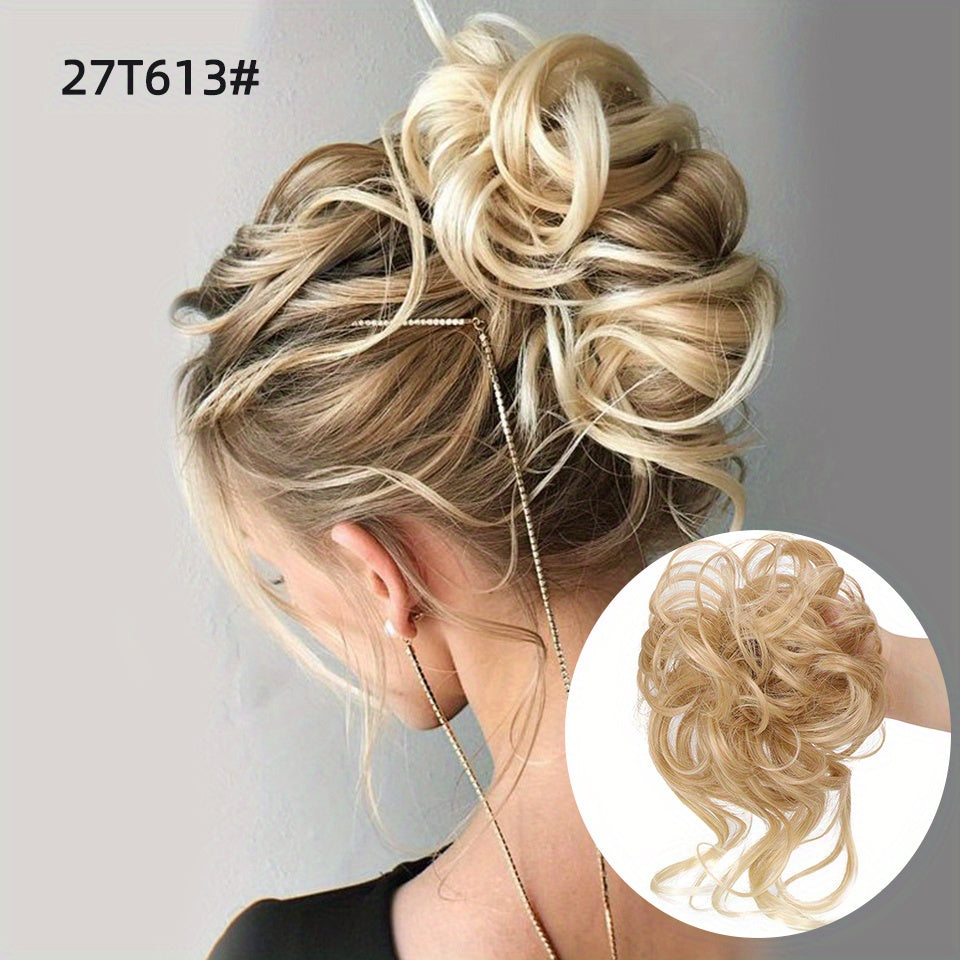 Add Volume And Style with Synthetic Messy Curly Hair Bun Chignon Scrunchy Hair Band! Hair Halloween Christmas