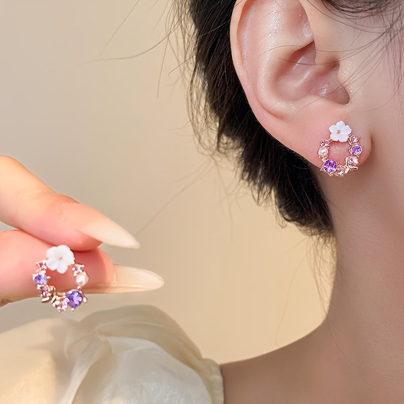 Elegant Faux Pearl & Flower Stud Earrings: Timeless, Allergy-Free, Chic for Every Occasion