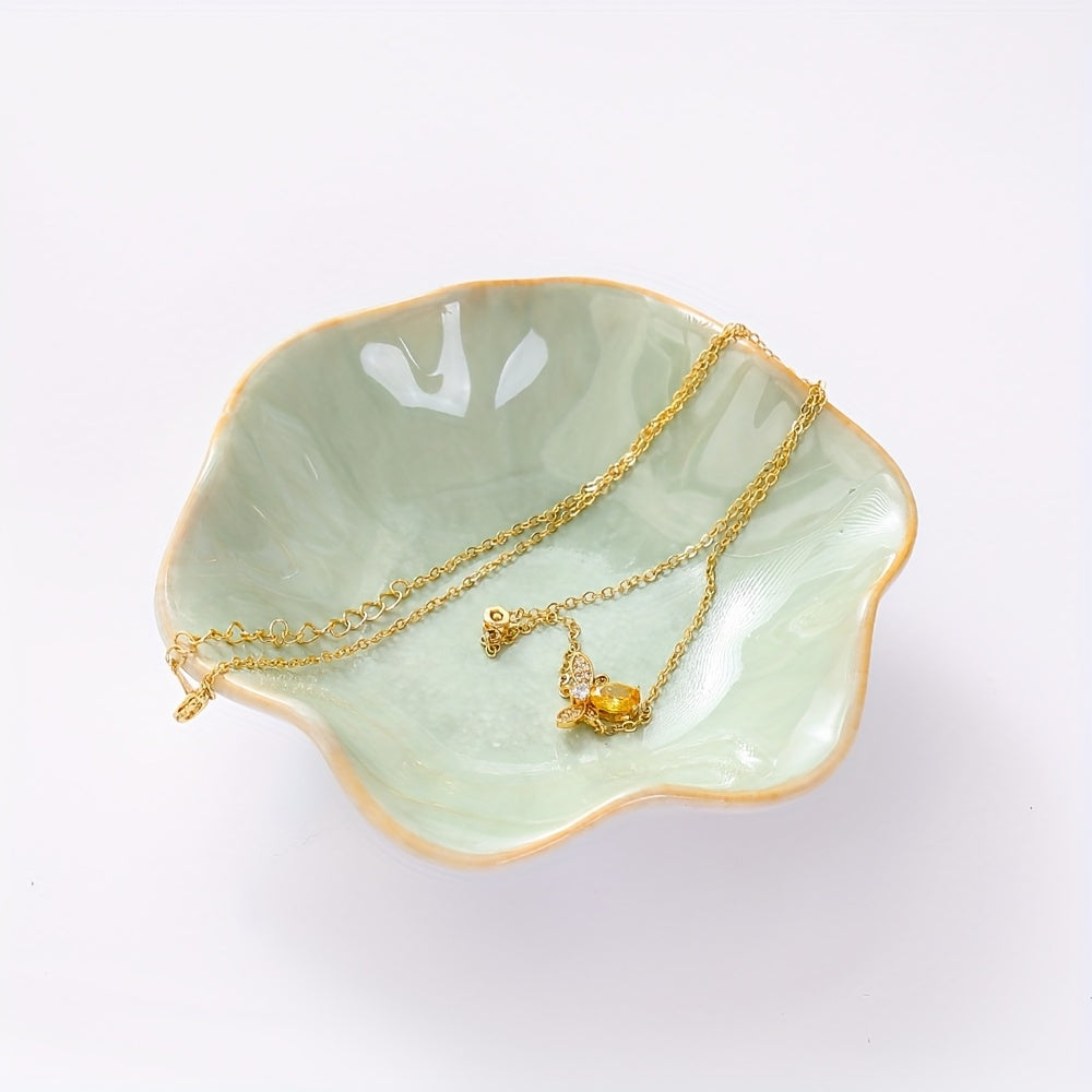 1pc Elegant Ceramic Flower Plate with Smooth Edges Suitable for Jewelry, Cosmetics, Keys & Trinkets - Decorative Dishes for Home, Bathroom, Dresser, Desk - Multi- Tableware, Jewelry Trays