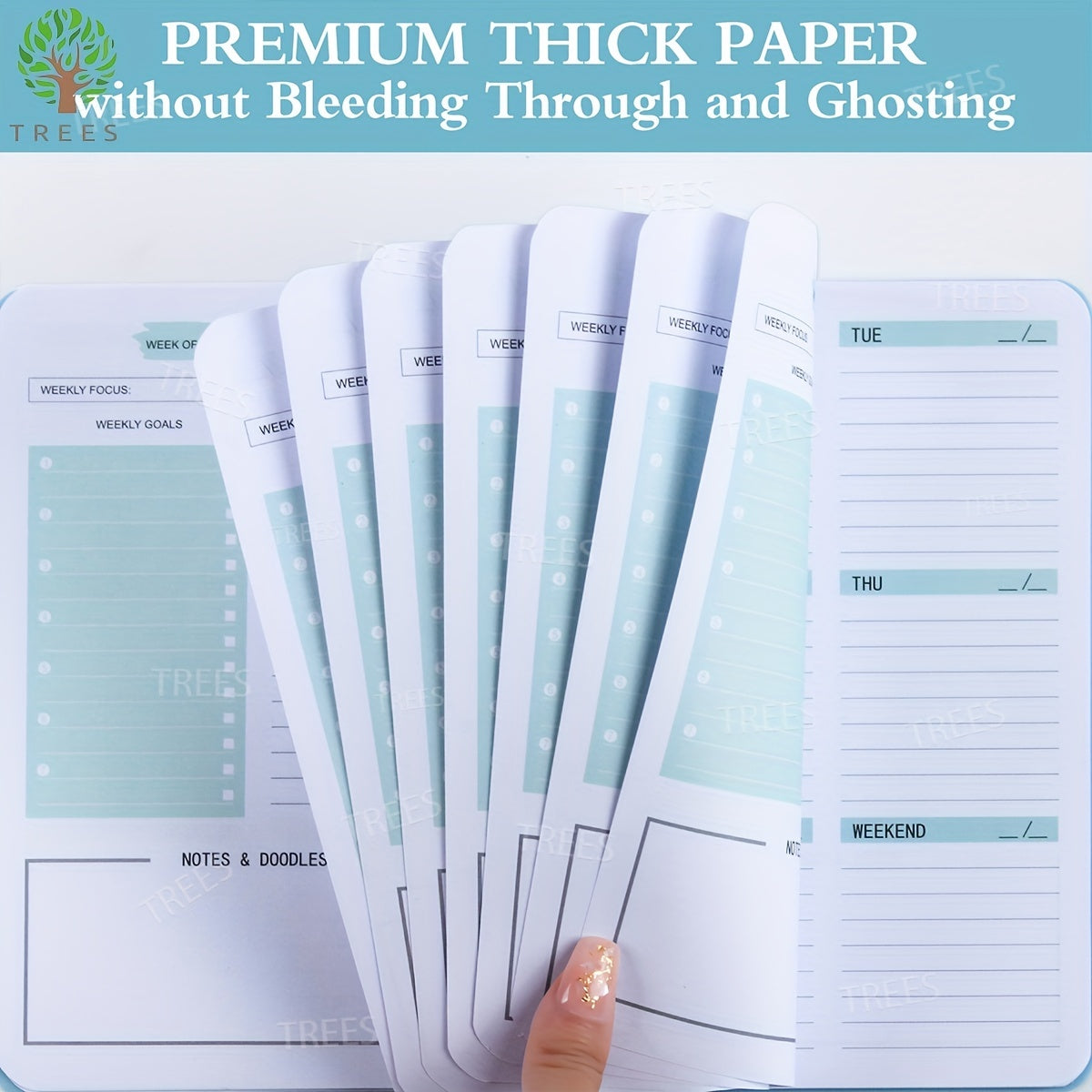 1pc Trees Undated A5 Daily Weekly Notebook Planner | Spiral Bound, 52 Sheets, 21.08*13.97 cm, Pvc Cover, English Language, Ideal For Office And School Use