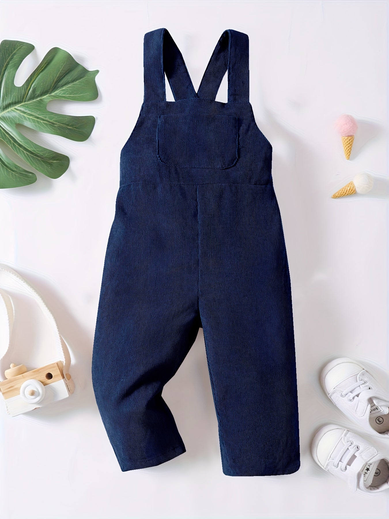 Casual Corduroy Knotted Toddler Baby Overalls, Jumpsuit With Pocket, Retro Strap Pants For Boys Girls