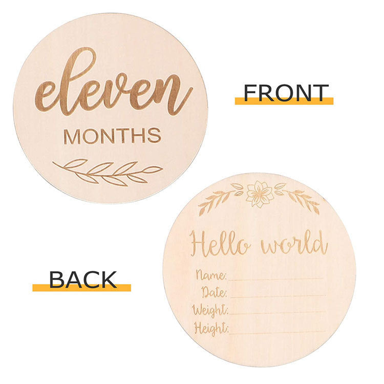14pcs Wooden Baby Monthly Milestone Cards - Document Your Little One's Growth With Light Wood Photo Discs, Halloween, Thanksgiving And Christmas Gift