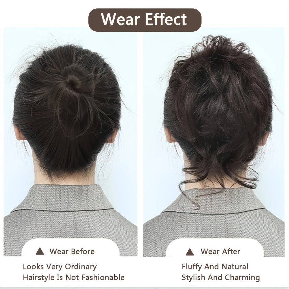 Add Volume And Style with Synthetic Messy Curly Hair Bun Chignon Scrunchy Hair Band! Hair Halloween Christmas