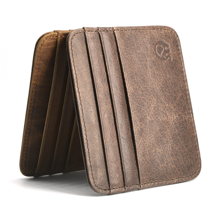 Minimalist Credit Card Holder Anti-theft Leather Wallet, Slim Front Pocket Wallet Christmas Gift