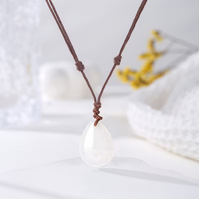 Natural Stone Hand-woven Drop Pendant Necklace